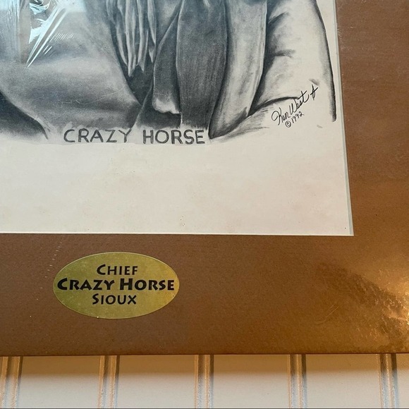 Vintage Native American Indian Art Print Chief Crazy Horse Sioux Ken West 1992 - Picture 2 of 6